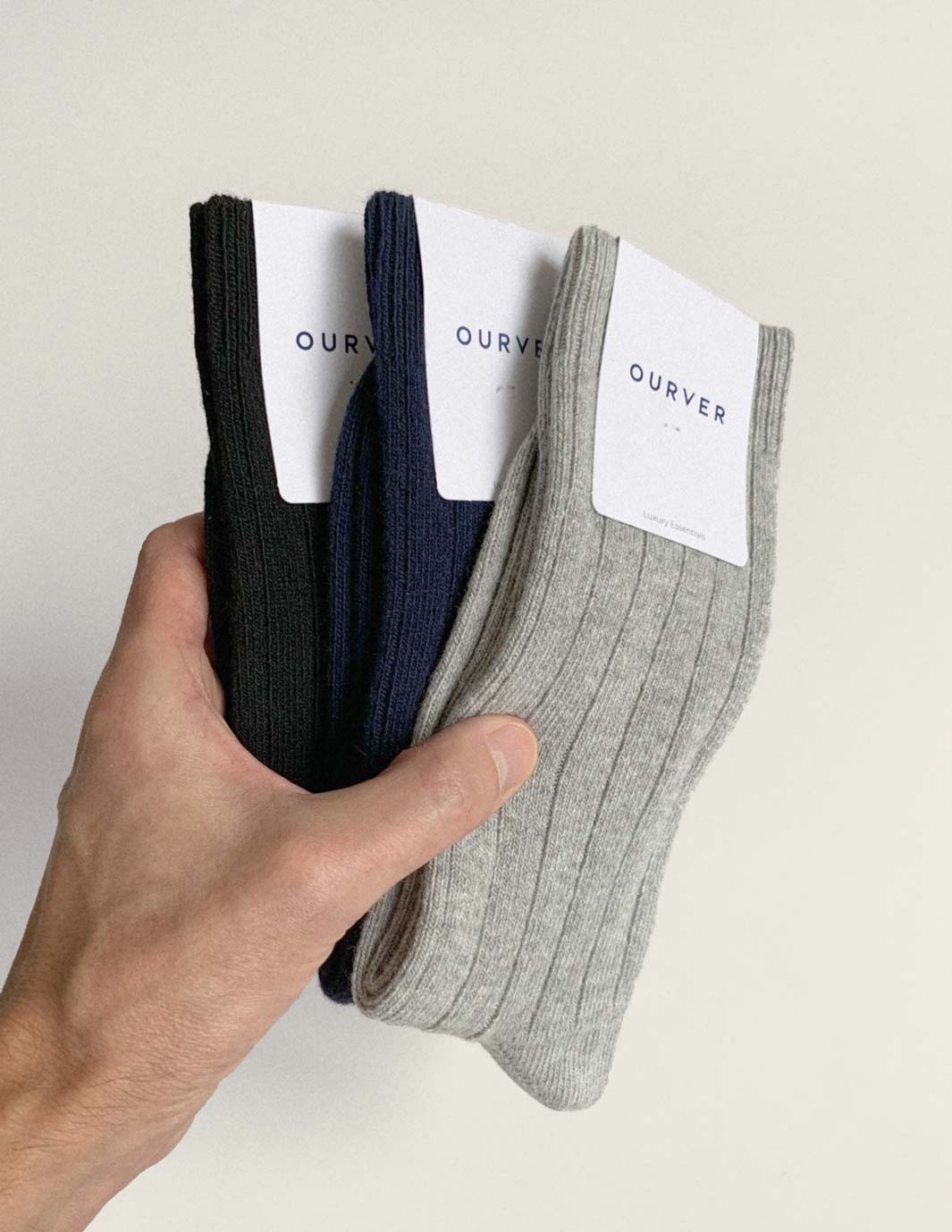 Cashmere and merino wool socks three pack colours grey, navy, black