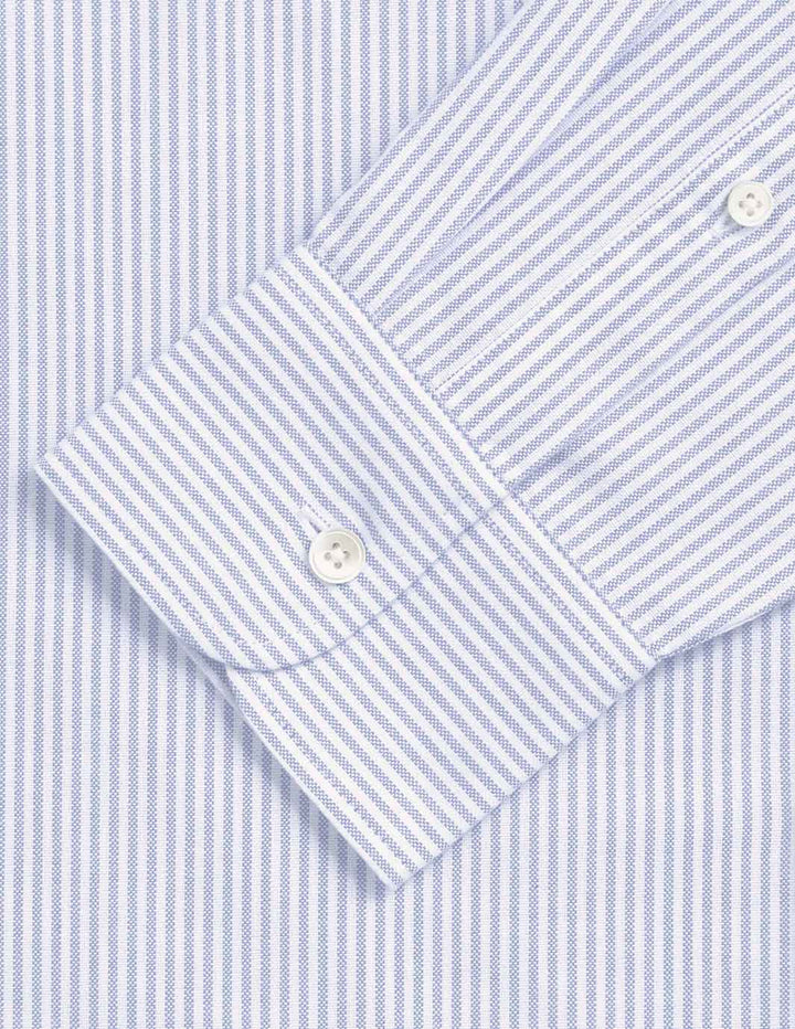 Collarless Shirt-Blue Pinstripe - Premium Shirts from OURVER - Just £34.00! Shop now at OURVER