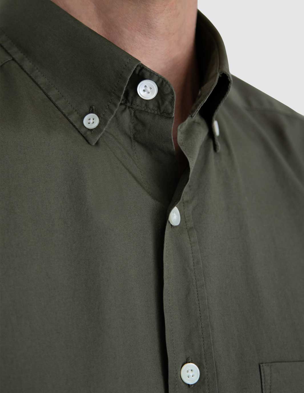 Organic Cotton Poplin Shirt-Olive - Premium Shirts from OURVER - Just £39.00! Shop now at OURVER