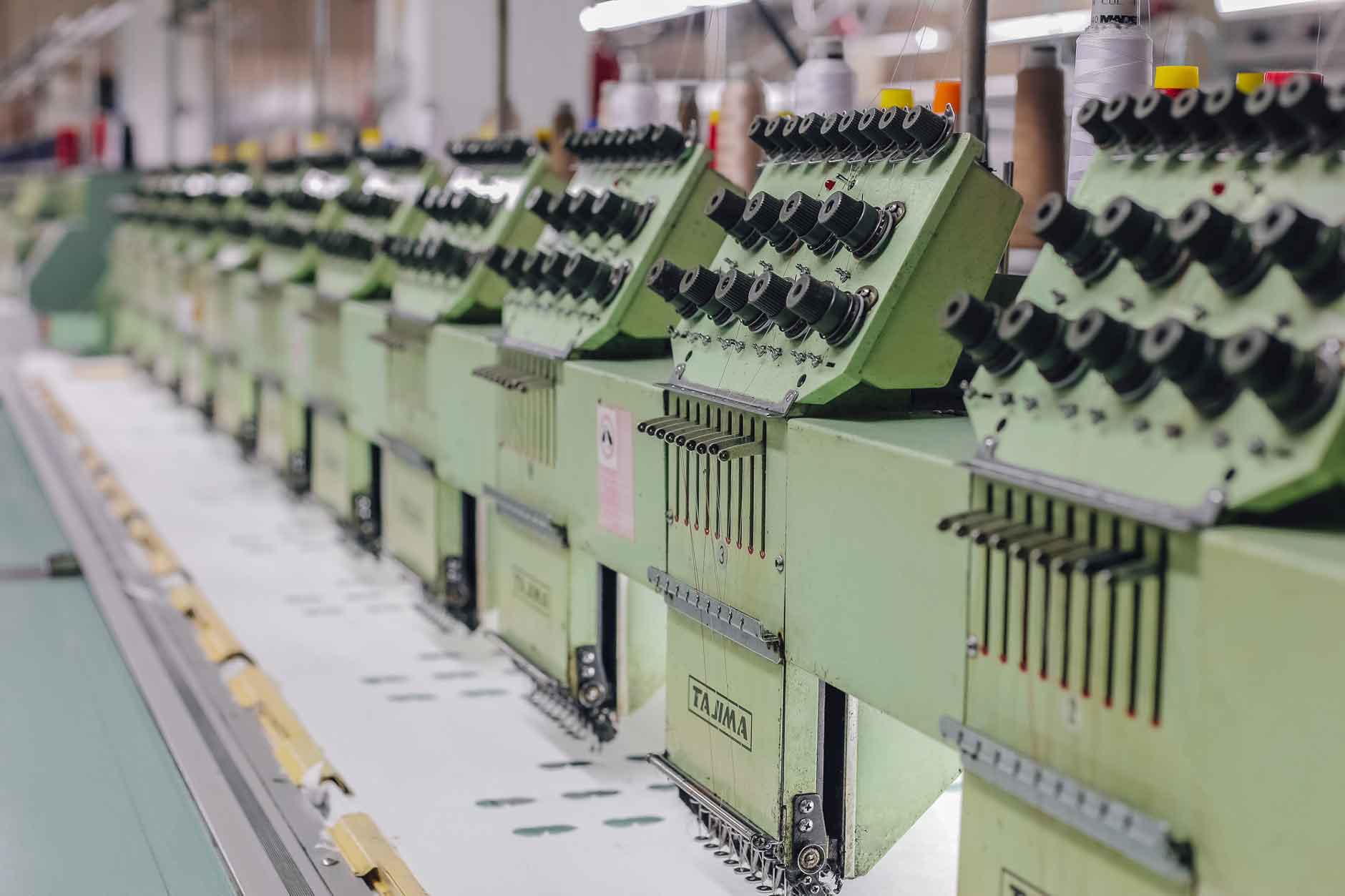 Factory embroidery machines