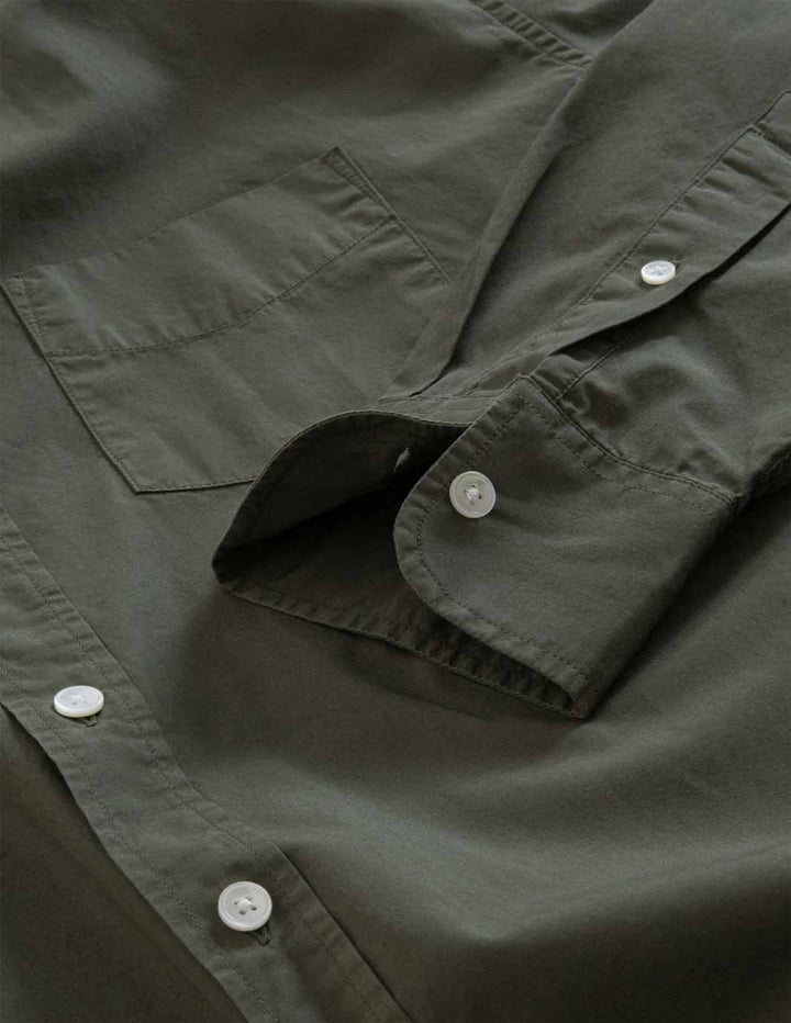Organic Cotton Poplin Shirt-Olive - Premium Shirts from OURVER - Just £39.00! Shop now at OURVER