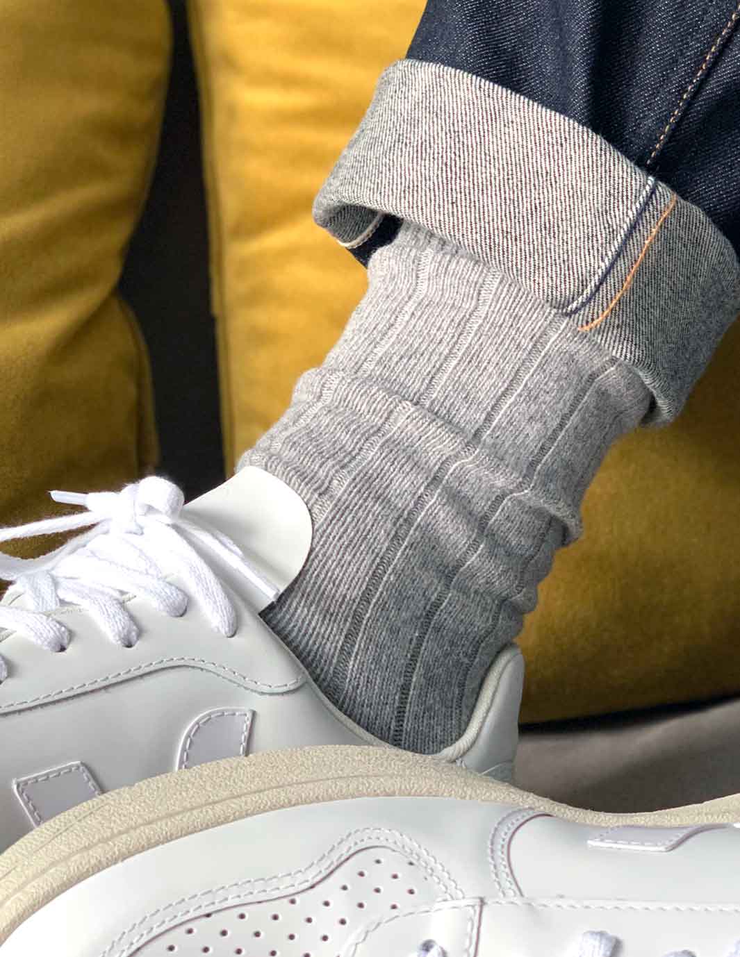 Cashmere & Merino Socks-Grey Mélange - Premium Socks from OURVER - Just £6.00! Shop now at OURVER